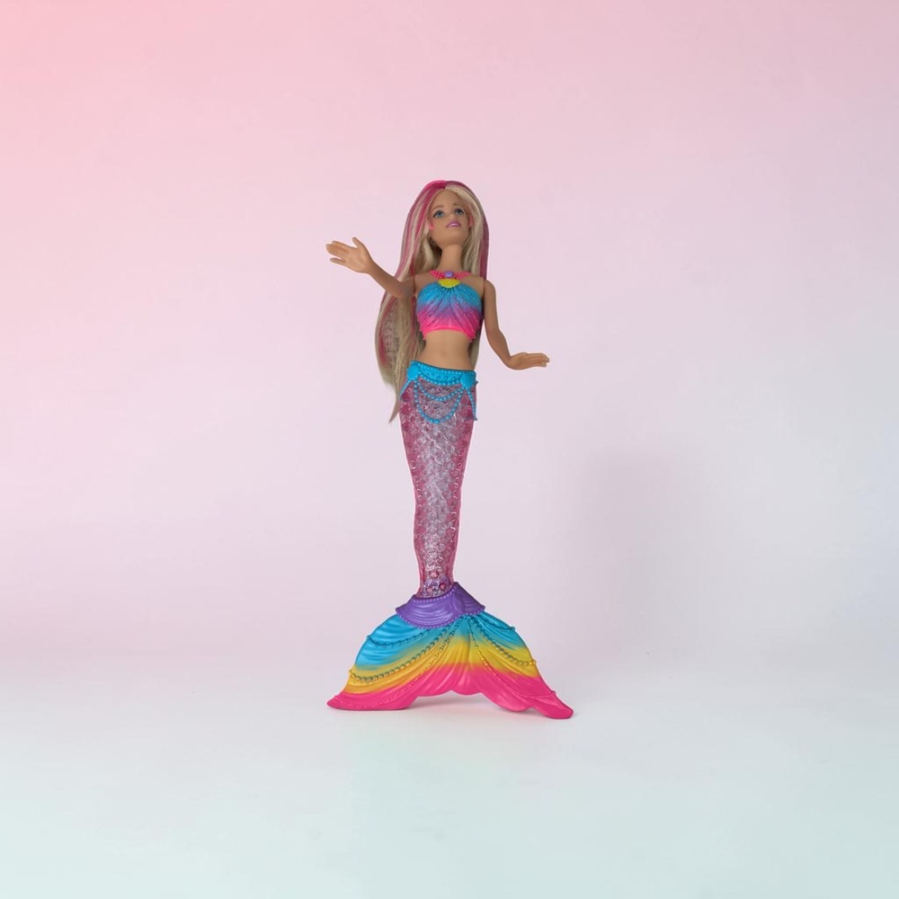 Barbie Dreamtopia Rainbow Lights Mermaid Doll DHC40 Light Up Tail Pink Blue